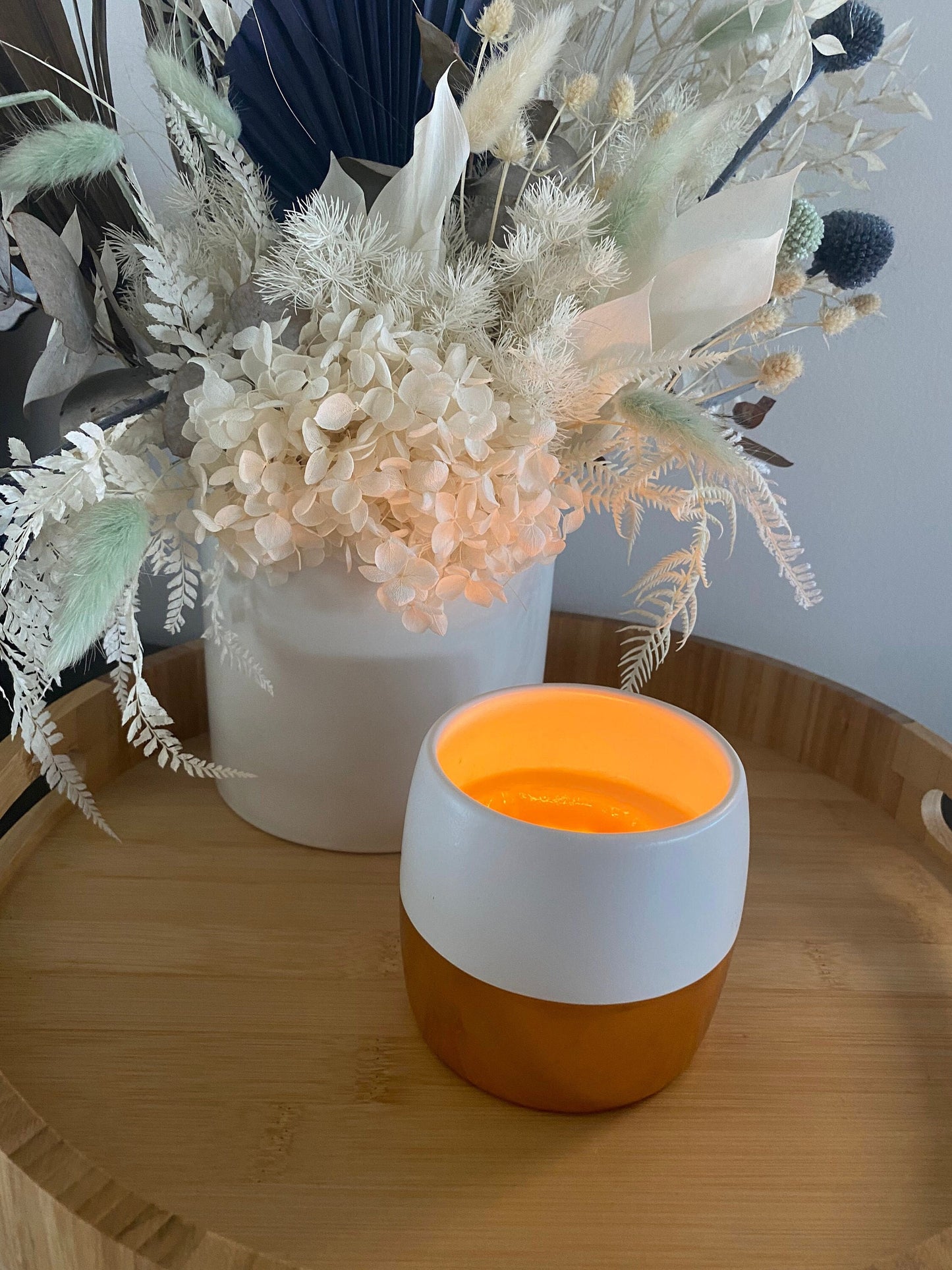 Rose Gold and White Candle