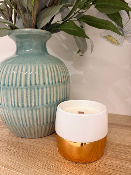 Rose Gold and White Candle